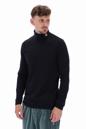 Black Fila 19th Classic Roll Neck Men Sweatshirts | 3916ZBOYH