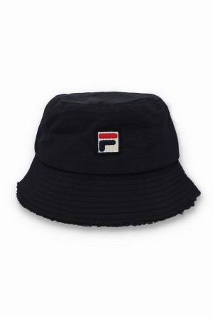 Black Fila Bevans Sherpa Lined Bucket Men Hats | 2789CEGJI