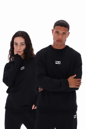 Black Fila Bruce 2 Recycled Crew Men Sweatshirts | 2403QGXNZ