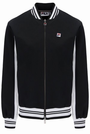 Black Fila Crinkle Nylon Settanta Men Jackets | 9815YXDBN