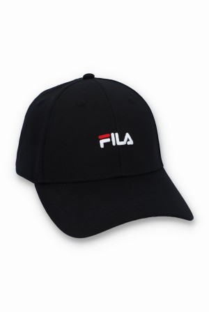 Black Fila Dice Embroidered Logo Baseball Women Caps | 7539OEHVW