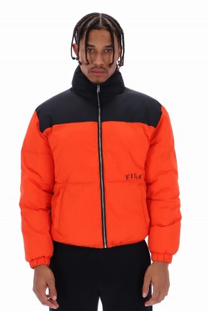 Black Fila Evan Panelled Puffer Men Jackets | 5734WDQZL