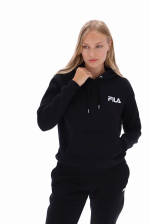 Black Fila Hattie Logo Women Hoodie | 4319YQSUK