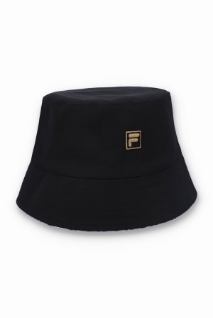 Black Fila Hoax Reversable Bucket Men Hats | 5317EGPUV