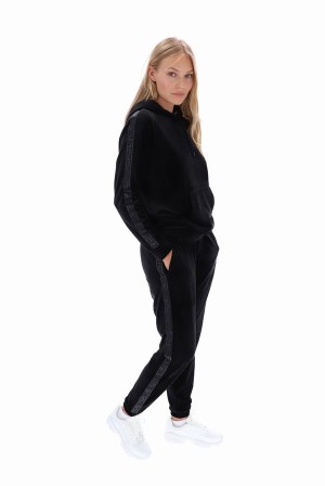 Black Fila Lacey Side Tape Women Jogger | 0275VOREN