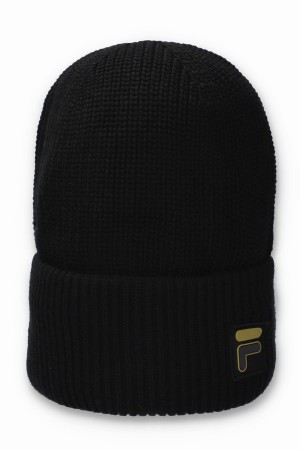 Black Fila Oakes Knitted Women Beanie | 4560XNCAB