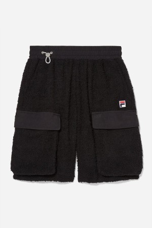 Black Fila Terry Cargo Men Shorts | 9063CPKFI