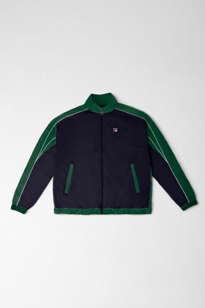 Black / Green Fila Bicolor Women Jackets | 4792ODPCR