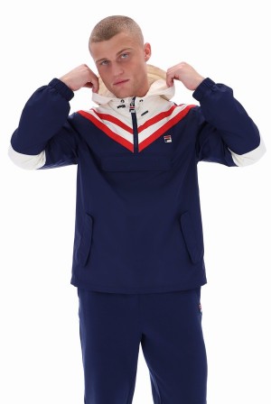 Blue Fila Bruno Pull Over Men Jackets | 9318TMVWJ