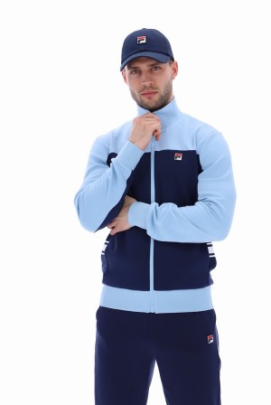 Blue Fila Gavin Colour Block Men Track Top | 5802EGDRB