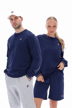 Blue Fila Kell Crew Men Sweatshirts | 8402EDALP