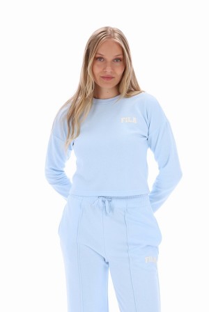 Blue Fila Monique Cropped Women Sweatshirts | 1498NYHVB