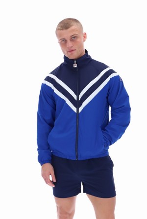 Blue Fila Nick Cut And Sew Panelled Men Track Top | 7234YLJCA