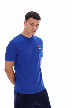 Blue Fila Rogan Large Logo Men T-shirts | 3765VHLBZ