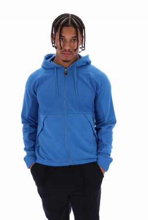 Blue Fila Seppi Pinstripe Print Back Men Hoodie | 5379IMCVP