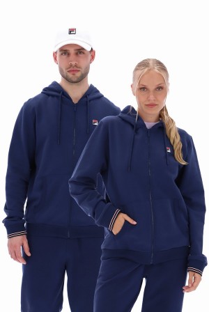 Blue Fila Tenconi Zip Up Men Hoodie | 9136WOMDJ