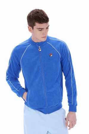 Blue / White Fila Grasso Towelling Men Jackets | 5102PJILN