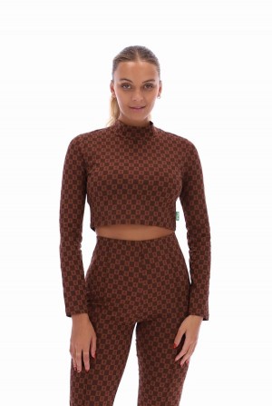 Brown Fila Tori Long Sleeved Women Tops | 3507VCLNH