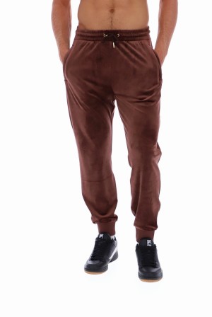 Brown / Grey Fila Lir Velour Men Bottoms | 3109EGHKQ