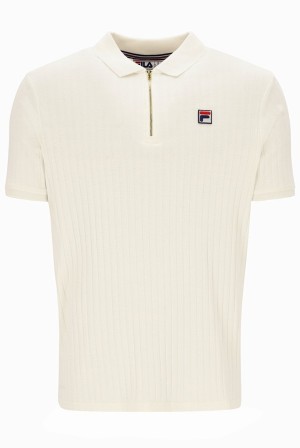 Cream Fila Pannuci Slim Fit Men Polo Shirts | 5386SQDWB