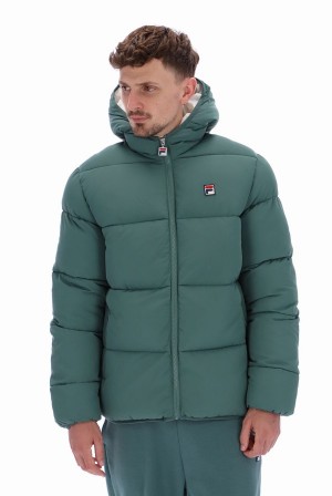 Green Fila Harry Heavily Padded Puffer Men Jackets | 6730ZGTNC