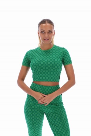 Green Fila Jane Cropped Women T-shirts | 1879CYKEO