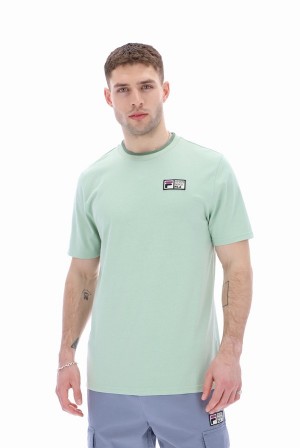 Green Fila Journey Sleeve Men T-shirts | 5024LMSHD