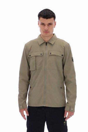 Green Fila Lamont Military Overshirt Men Jackets | 6142KFWCS