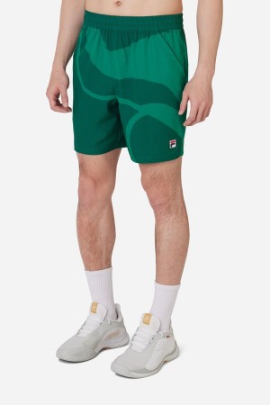 Green Fila Tennis Essentials Printed Men Shorts | 9378GMYZJ