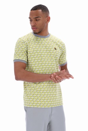 Grey Fila Jagger Geo Jacquard Men T-shirts | 5781SWFCX