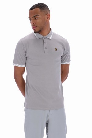 Grey Fila Soren Men Polo Shirts | 8910OUCMN