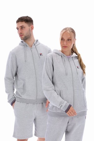 Grey Fila Tenconi Zip Up Men Hoodie | 5703WRVPZ