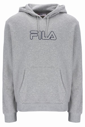 Grey Fila Willem With Chest Graphic Men Hoodie | 9742JFLIZ