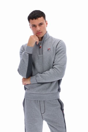 Grey / Grey Fila Taylor 1/2 Zip Men Tracksuits | 3079KFBIA