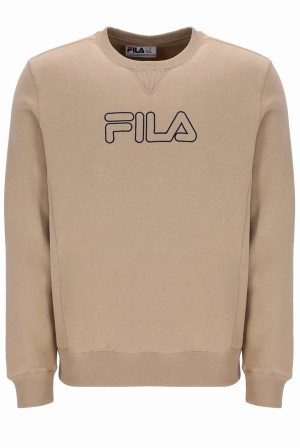 Light Grey / Brown Fila Arie Oversized Graphic Men Sweatshirts | 0894FXUCV