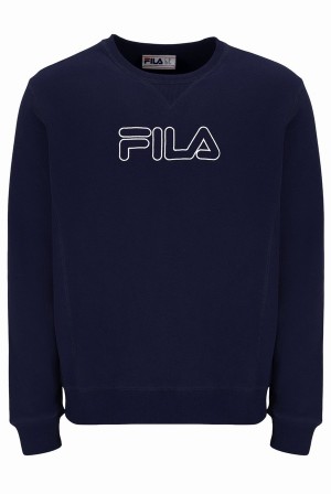 Navy Fila Arie Oversized Graphic Men Sweatshirts | 8276NAQFL