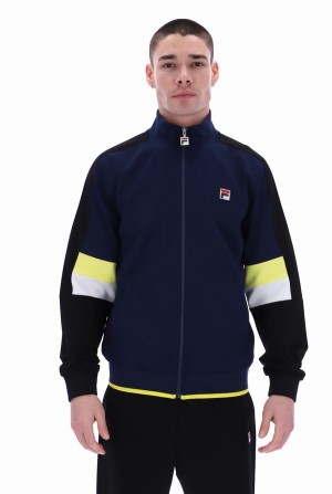 Navy Fila Fischer Colour Blocked Men Track Top | 7165ZCPXY