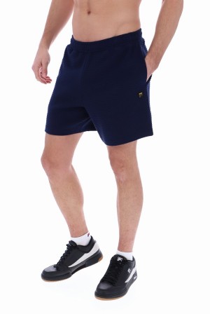 Navy Fila Ghio Pleated Men Shorts | 1072DPXBC