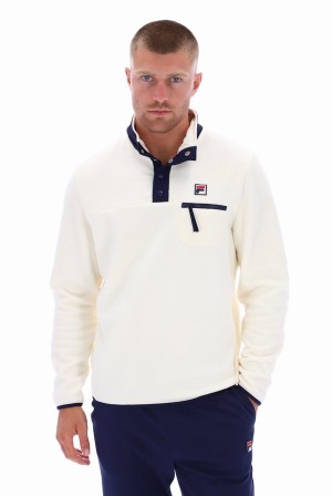 Navy Fila Pavel Button Up Polar Fleece Men Jackets | 3106MTJQK