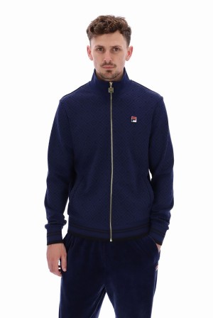 Navy / Black Fila Roberto Men Track Top | 7954WMRYH