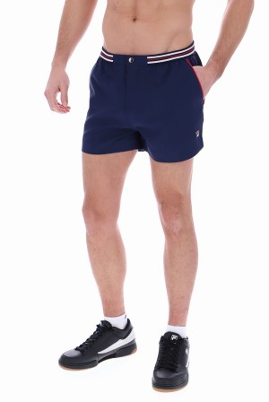 Navy / Navy / Red Fila Hightide 4 Terry Pocket Men Shorts | 1694CINJL