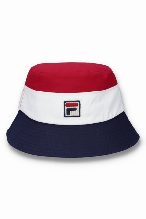 Navy / Red Fila Leader Bucket Men Hats | 5107NEWKS