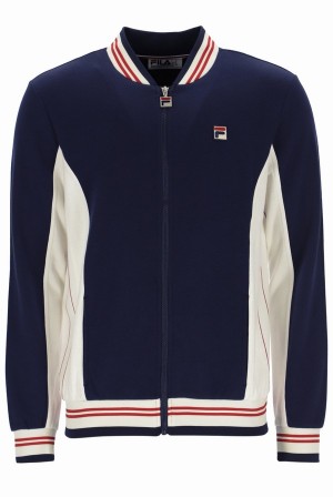 Navy / Red Fila Settanta Baseball Men Jackets | 8473OYSVM