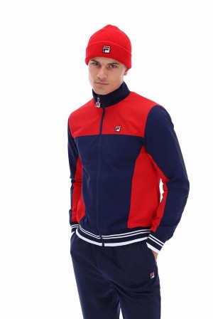 Navy / Red / White Fila Alfonso Zipped Men Track Top | 7230OQPRG