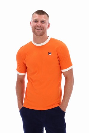 Orange Fila Marconi Essential Ringer Men T-shirts | 3250SYUME