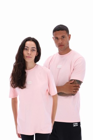 Pink Fila Dax Sleeve Men T-shirts | 8351CUYFB