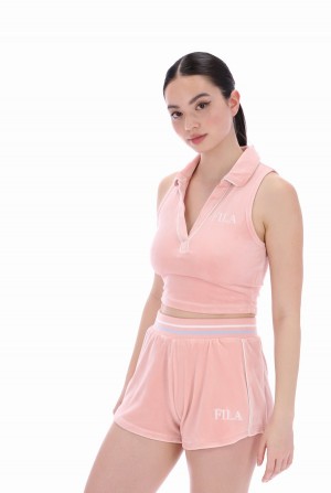 Pink Fila Frenca Collar Style Women Tops | 5910OGNWY