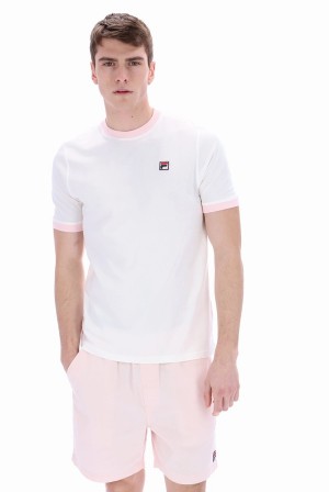 Pink Fila Marconi Essential Ringer Men T-shirts | 6729KIUOP