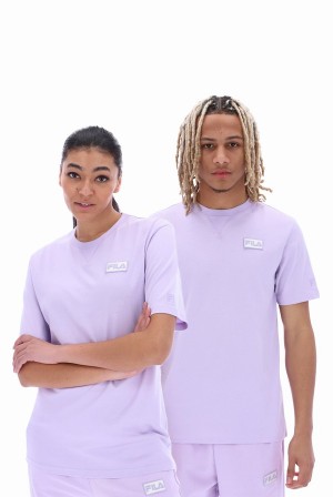 Purple Fila Benjiman Sleeve Men T-shirts | 9614EQLPH