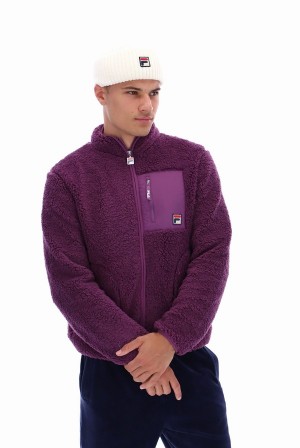 Purple Fila Cormac Tonal Zip Through Fleece Men Sweatshirts | 8273FRTEO